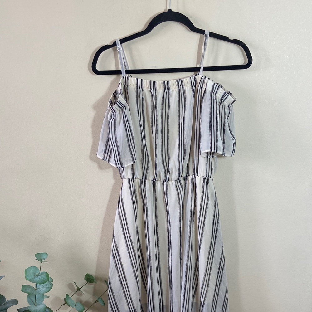 Lily Rose Striped Off Shoulder High Low Dress Ruffle Boho Summer Vacation Large - Picture 3 of 9